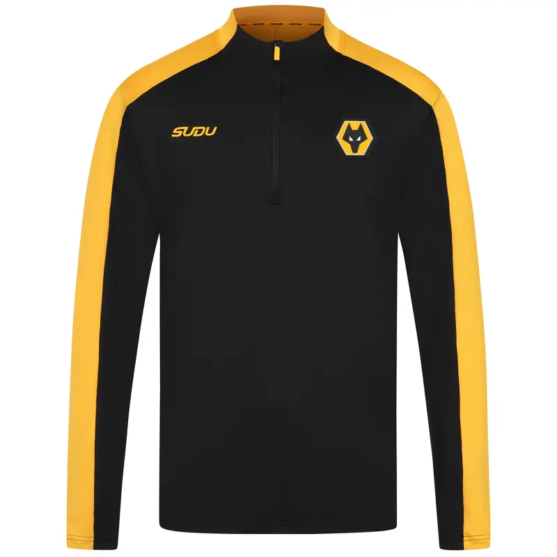 Wolverhampton Wanderers Shop | 2025-26 Coaches Training 1/4 Zip – Black/Gold Wolverhampton Wanderers Merchandise